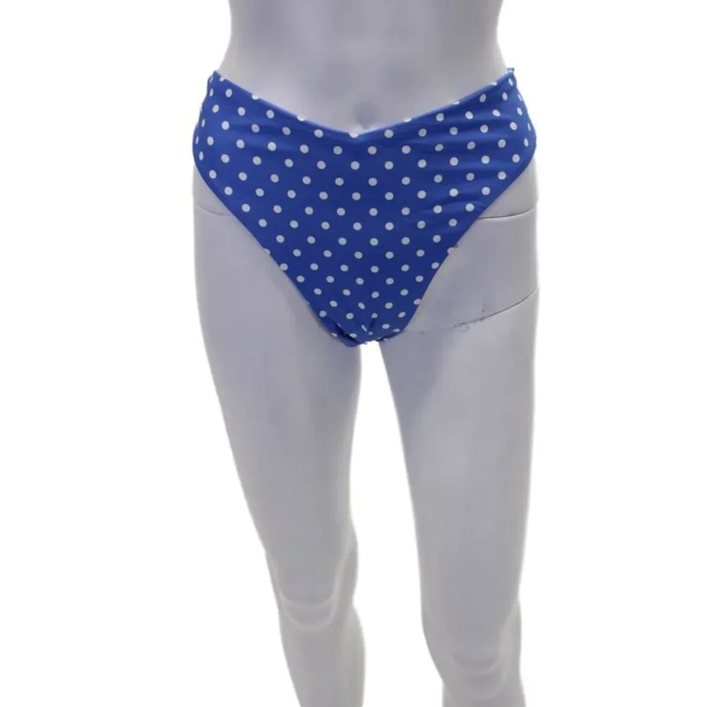 We Wore What Womens Polka Dot Delilah Bikini Bottoms Blue White Size XL